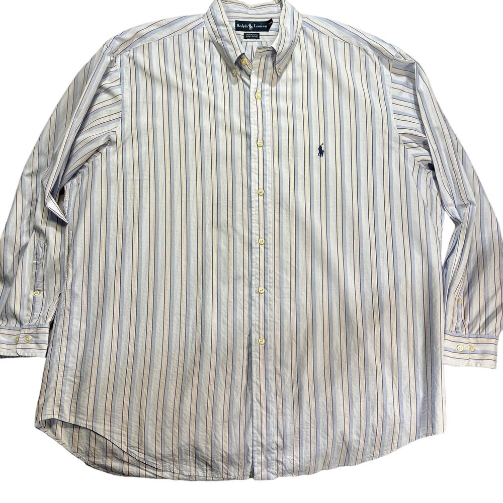 Ralph Lauren Button Dress Shirt Yarmouth Men 17 1/2 34/35 Made In Hong Kong